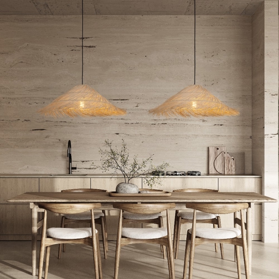 Lampadario da cucina in rattan design rustico