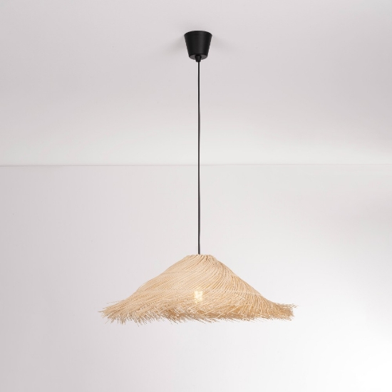 Lampadario in rattan design rustico per cucina
