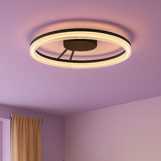 Plafoniera moderna rotonda nera led 3000k dimmerabile
