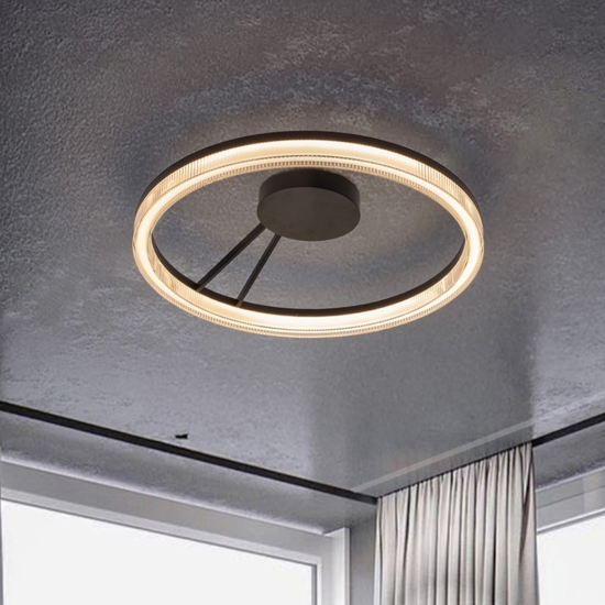 Plafoniera moderna rotonda nera led 3000k dimmerabile