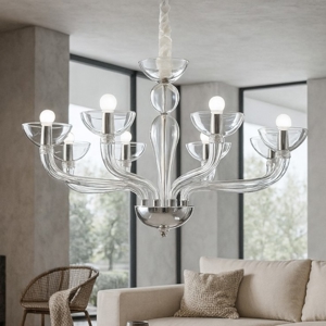 Casanova sp8 ideal lux lampadario 8 luci in vetro trasparente