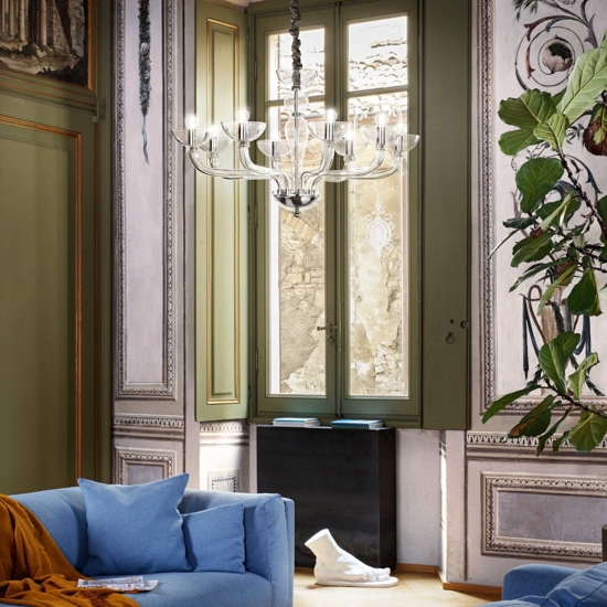 Casanova sp8 ideal lux lampadario 8 luci in vetro trasparente