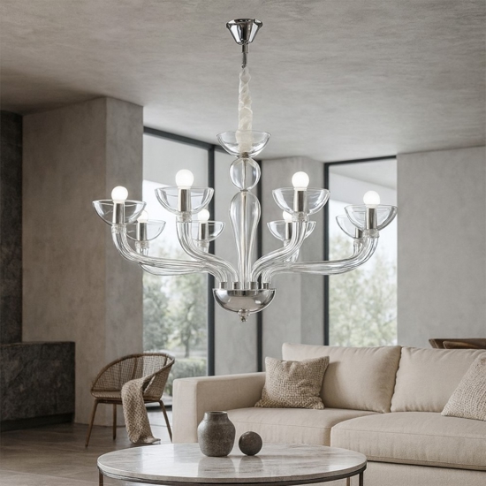 Casanova sp8 ideal lux lampadario 8 luci in vetro trasparente