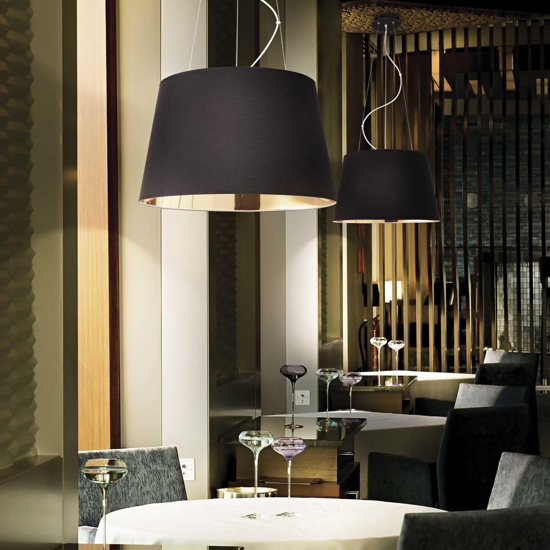 Nordik sp6 ideal lux lampadario cono paralume nero oro