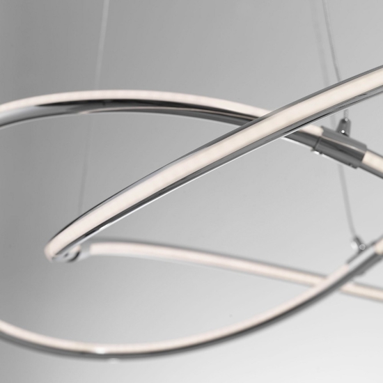 Lampadario design cromato per soggiorno moderno