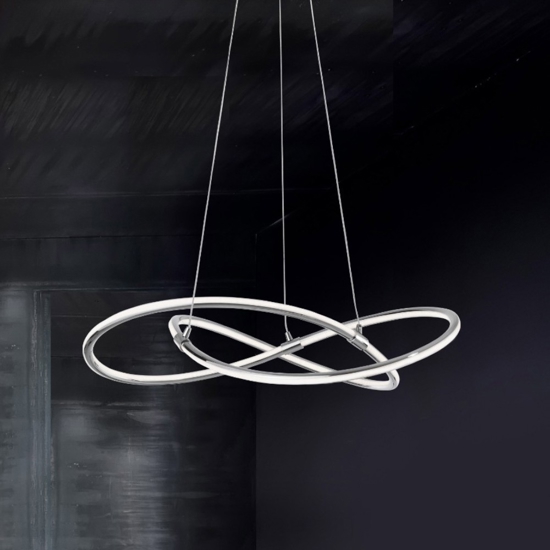 Lampadario design cromato per soggiorno moderno