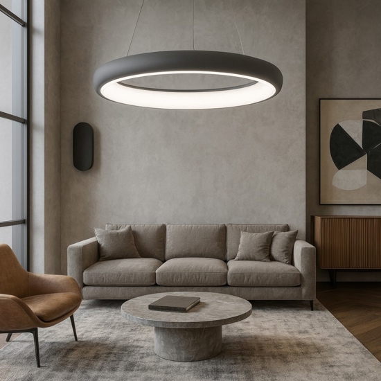 Lampadario led 3000k cerchio grigio 60cm dimmerabile