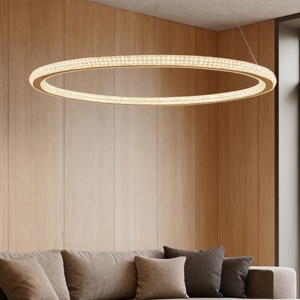 Lampadario luxury per soggiorno cerchio oro led stile contemporaneo