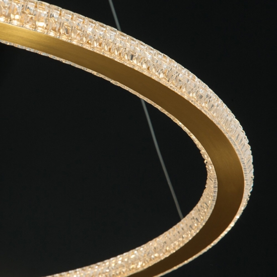 Lampadario luxury per soggiorno cerchio oro led stile contemporaneo