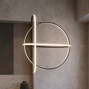 Lampadario nero per soggiorno moderno led 49w 3000k