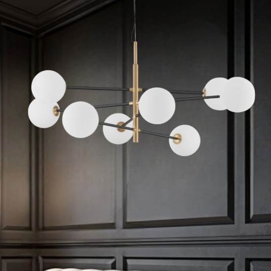 Lampadario dorato moderno nero per soggiorno