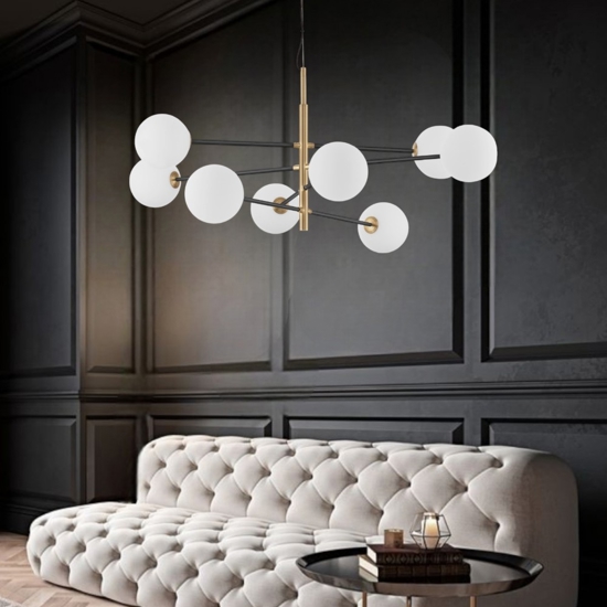Lampadario dorato moderno nero per soggiorno