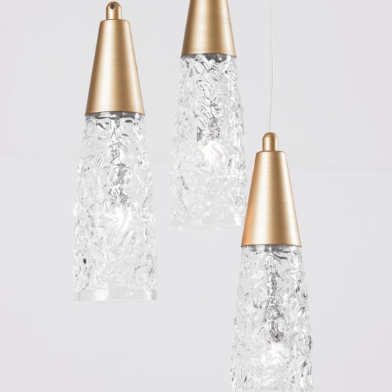 Lampadario contemporaneo 3 luci oro per soggiorno