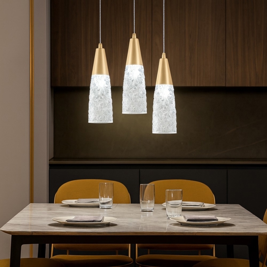 Lampadario contemporaneo 3 luci oro per soggiorno