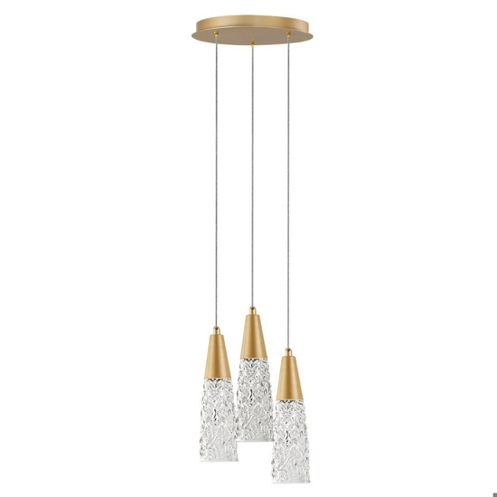 Lampadario contemporaneo 3 luci oro per soggiorno