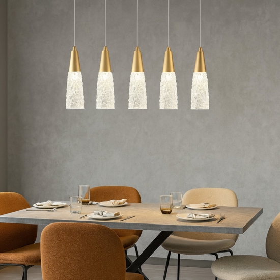 Lampadario oro per sala da pranzo pendenti in vetro