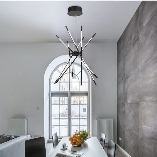 Lampadario led nero design moderno 3000k per soggiorno