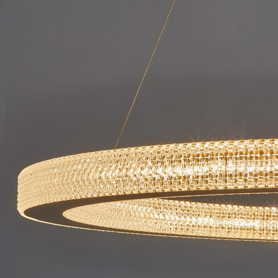 Lampadario cerchio 80cm oro led per salone contemporaneo