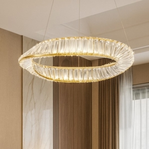Lampadario dorato di cristallo led 36w 3000k per soggiorno
