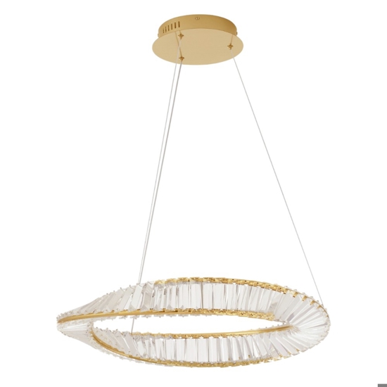 Lampadario dorato di cristallo led 36w 3000k per soggiorno