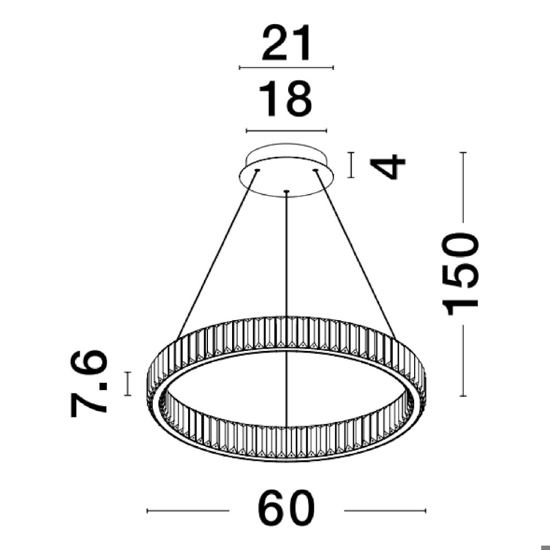 Lampadario per soggiorno led 40w 3500k anello di cristallo