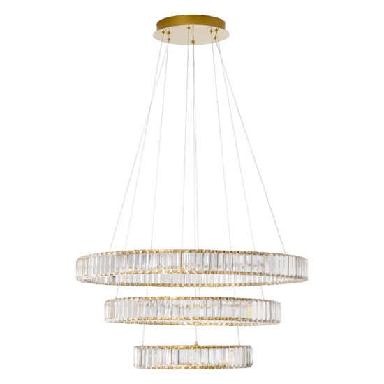 Lampadario cerchi di cristallo per salone stile contemporaneo