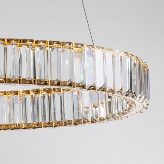 Lampadario led cerchio dorato di cristallo per soggiorno