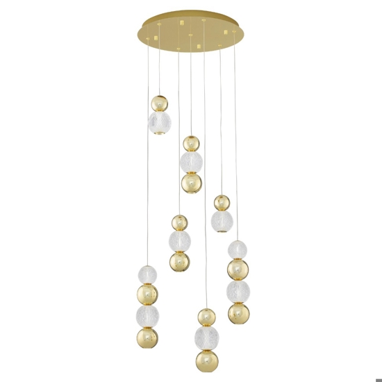 Lampadario per salotto contemporaneo sfere oro a grappolo