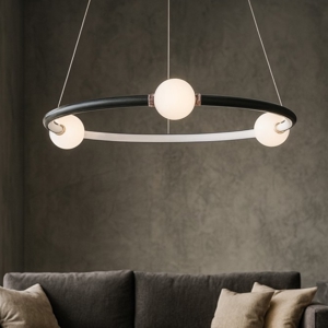 Visualizza i dettagli per Lampadario rotondo nero per soggiorno moderno led 3000k dimmerabile Lampadario rotondo nero per soggiorno moderno led 3000k dimmerabile