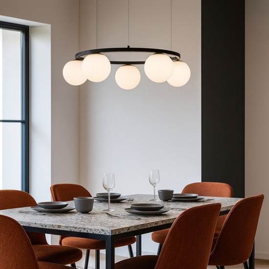 Lampadario led 30w 3200k nero per soggiorno moderno