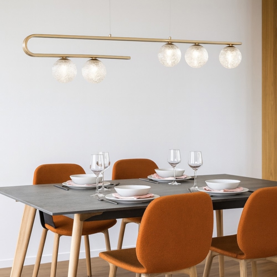 Lampadario moderno per tavolo da soggiorno oro sfere vetro