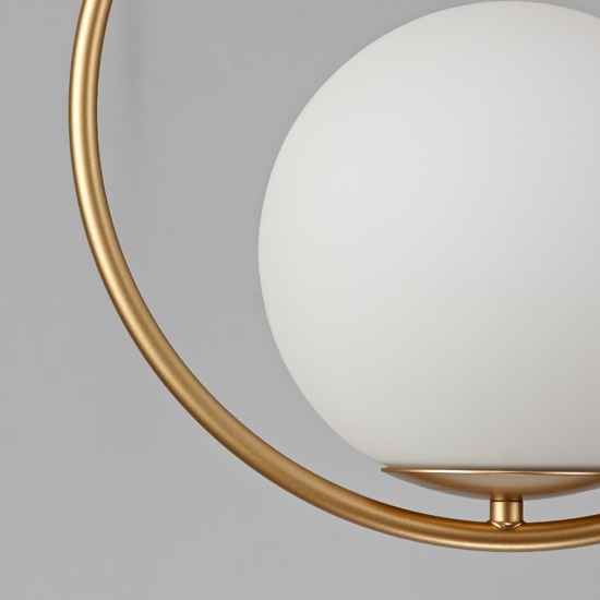 Lampadario oro sfera vetro bianco stile contemporaneo