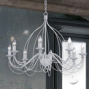 Corte sp8 lampadario ferro batutto bianco ideal lux