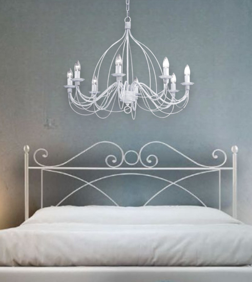 Corte sp8 lampadario ferro batutto bianco ideal lux