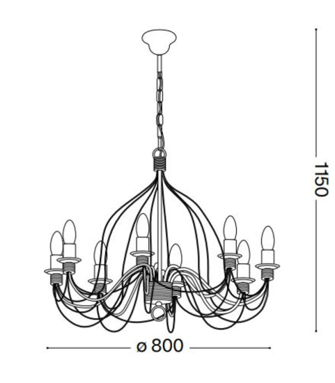 Corte sp8 lampadario ferro batutto bianco ideal lux
