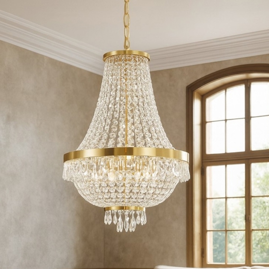 Ideal lux lampadario di cristallo caesar sp6 metallo oro