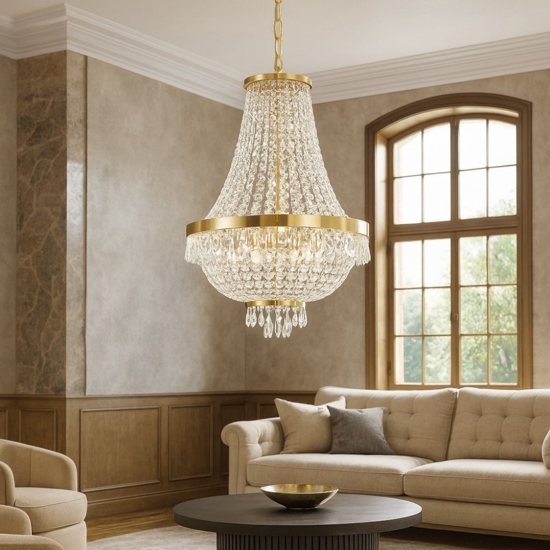 Ideal lux lampadario di cristallo caesar sp6 metallo oro