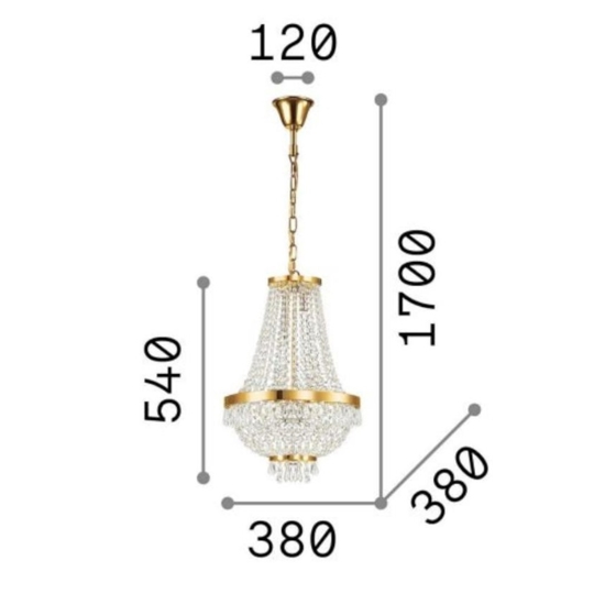 Ideal lux lampadario di cristallo caesar sp6 metallo oro