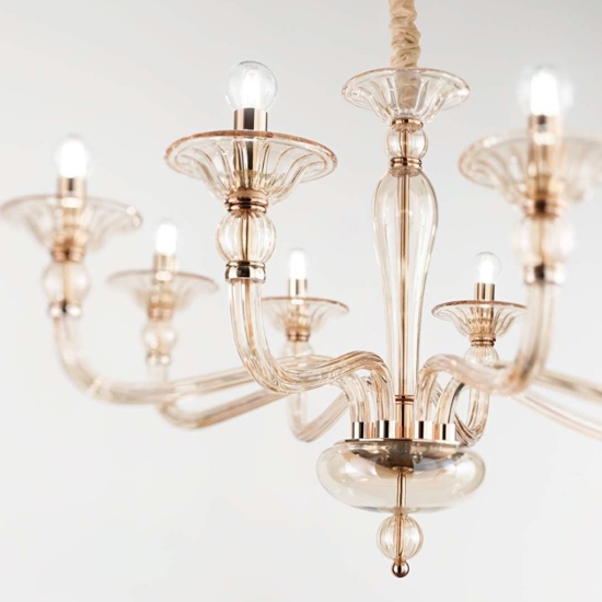 Danieli sp8 ideal lux lampadario di cristallo 8 bracci cristallo ambra