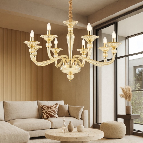 Danieli sp8 ideal lux lampadario di cristallo 8 bracci cristallo ambra