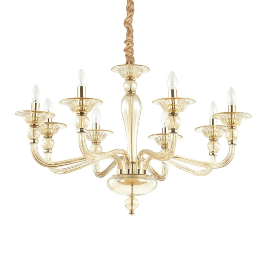 Danieli sp8 ideal lux lampadario di cristallo 8 bracci cristallo ambra