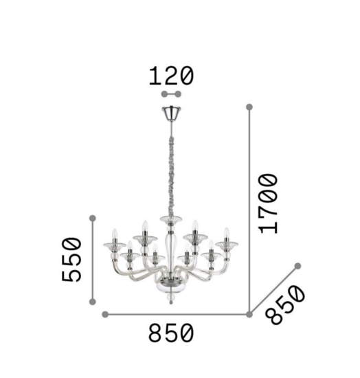 Danieli sp8 ideal lux lampadario di cristallo 8 bracci cristallo ambra