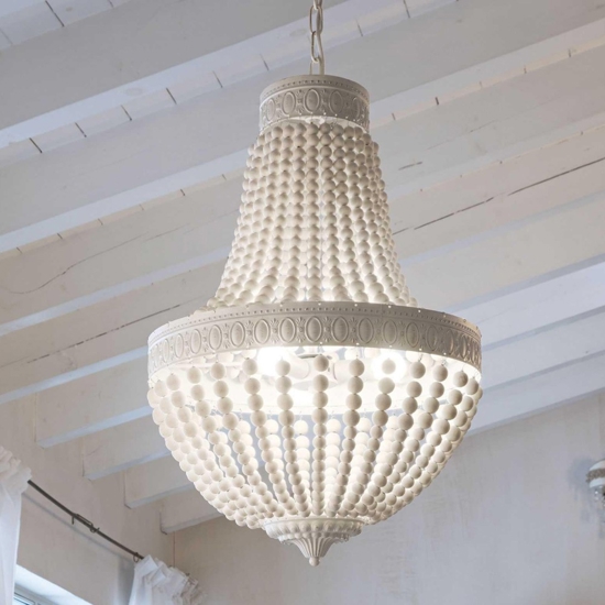 Ideal lux monet sp5 lampadario per salotto shabby chic bianco 5 luci
