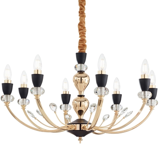 Vanity sp8 ideal lux lampadario oro e nero cristalli molati