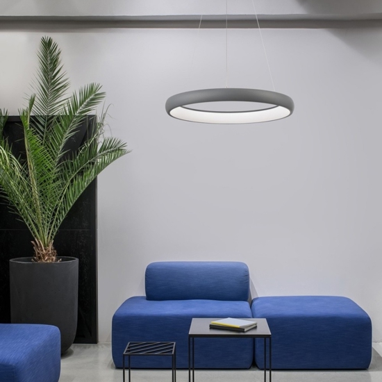 Lampadario cerchio grigio led 32w 3000k dimmerabile