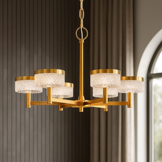 Lampadario dorato per soggiorno led 38w 3000k