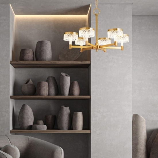Lampadario dorato per soggiorno led 38w 3000k