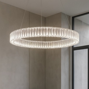 Lampadario moderno cerchio led di cristallo trasparente