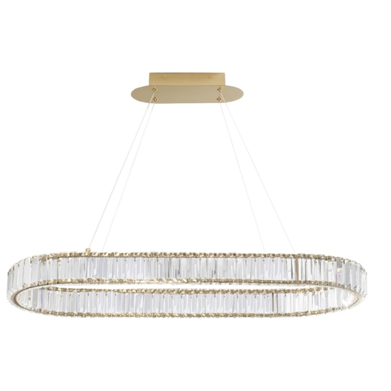 Lampadario led ovale dorato cristalli per salotto