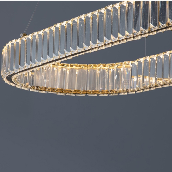 Lampadario led ovale dorato cristalli per salotto